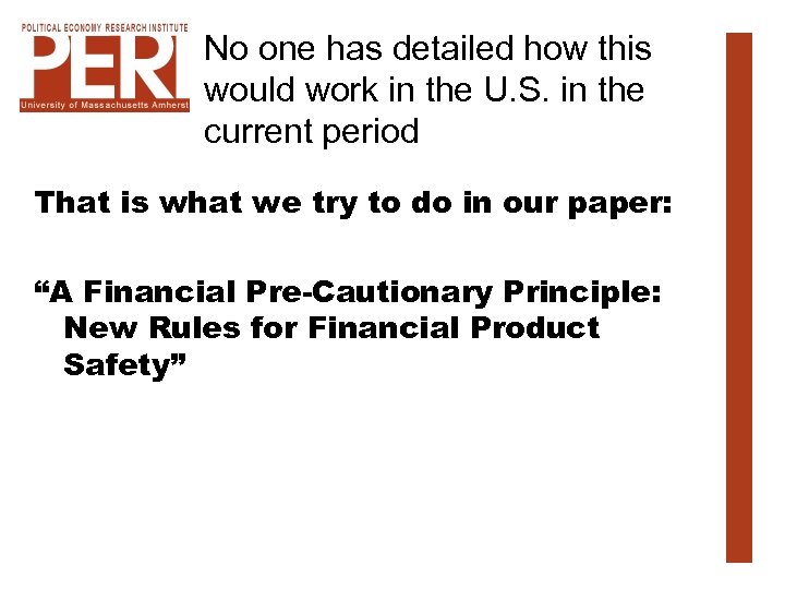 No one has detailed how this would work in the U. S. in the