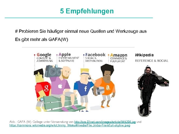 5 Empfehlungen # Probieren Sie häufiger einmal neue Quellen und Werkzeuge aus Definitionen Es