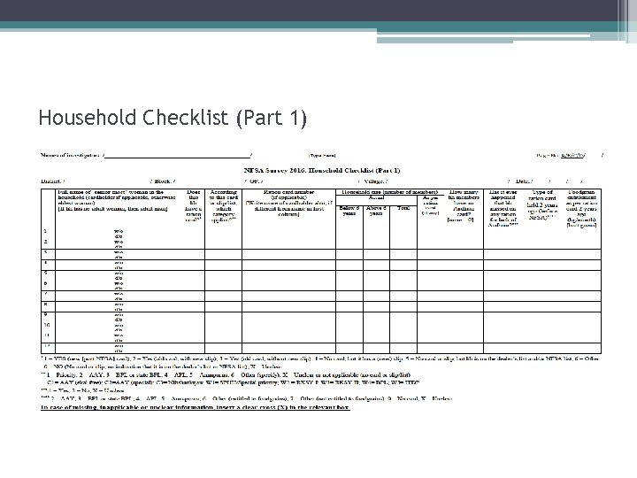 Household Checklist (Part 1) 