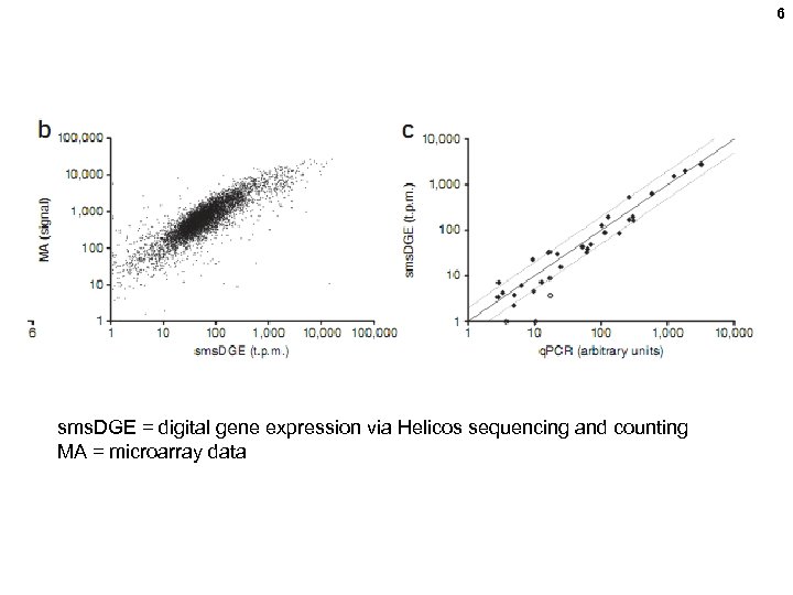 6 sms. DGE = digital gene expression via Helicos sequencing and counting MA =