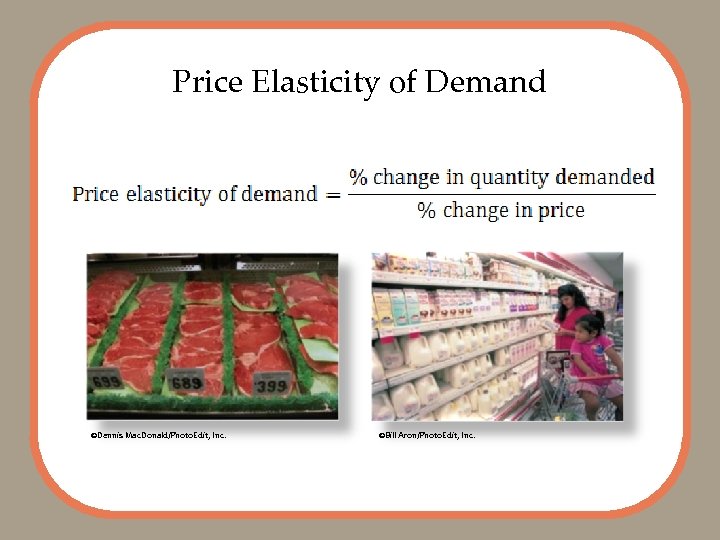 Price Elasticity of Demand ©Dennis Mac. Donald/Photo. Edit, Inc. ©Bill Aron/Photo. Edit, Inc. 