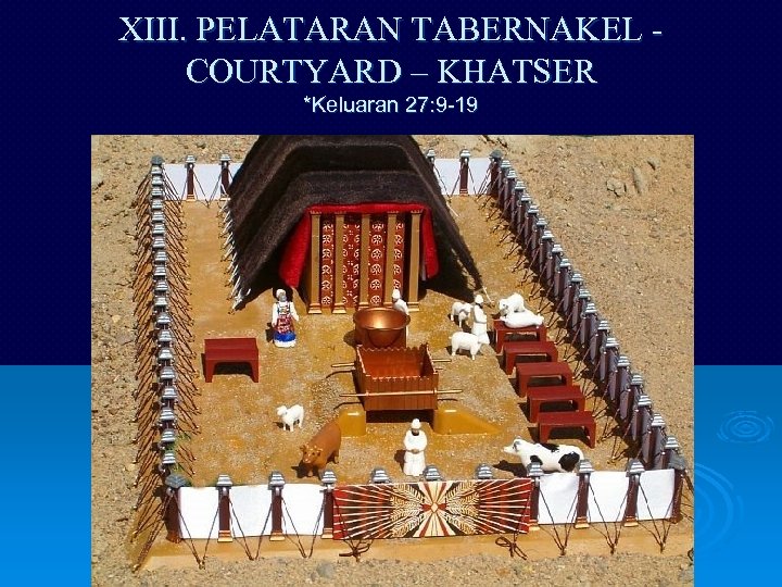 XIII. PELATARAN TABERNAKEL COURTYARD – KHATSER *Keluaran 27: 9 -19 
