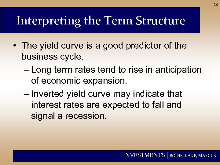 26 Interpreting the Term Structure • The yield curve is a good predictor of
