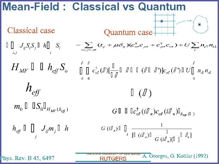 Mean-Field : Classical vs Quantum Classical case Phys. Rev. B 45, 6497 Quantum case