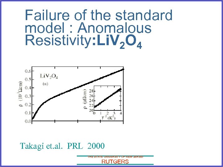 Failure of the standard model : Anomalous Resistivity: Li. V 2 O 4 Takagi