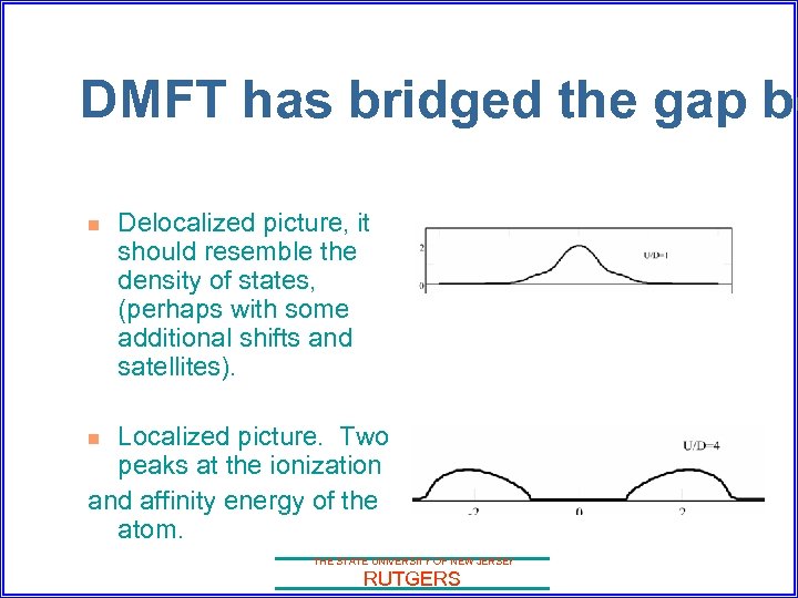 DMFT has bridged the gap be n Delocalized picture, it should resemble the density