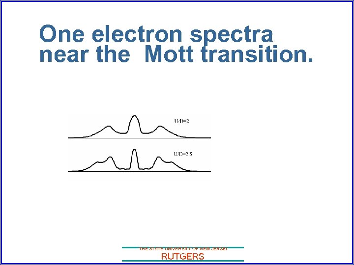 One electron spectra near the Mott transition. THE STATE UNIVERSITY OF NEW JERSEY RUTGERS