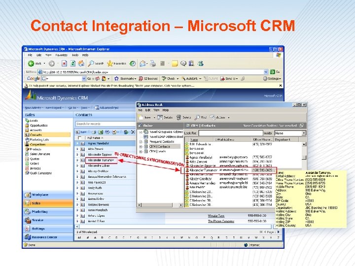 Contact Integration – Microsoft CRM 