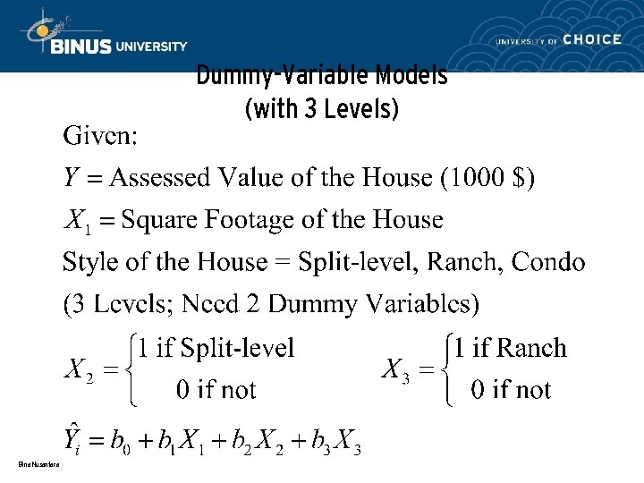 Dummy-Variable Models (with 3 Levels) Bina Nusantara 