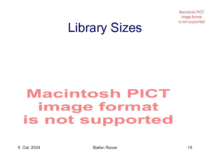 Library Sizes 6. Oct. 2004 Stefan Roiser 16 