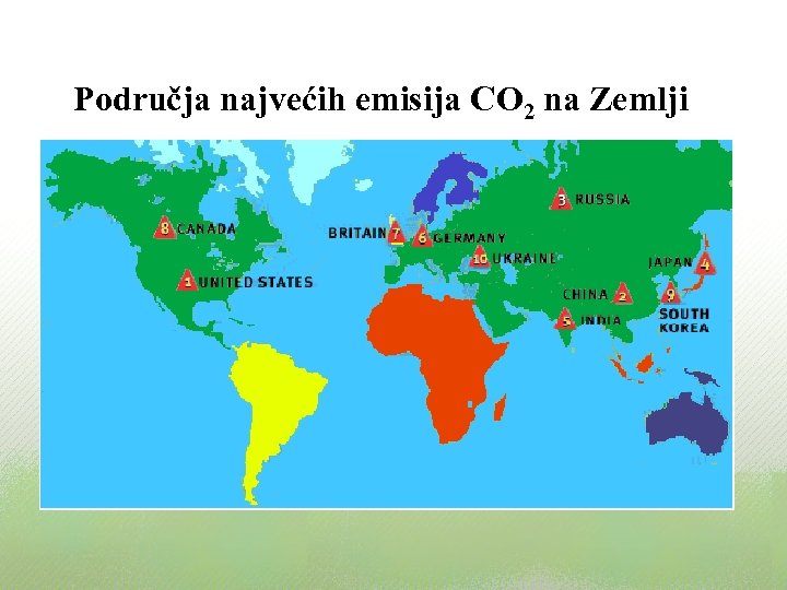 Područja najvećih emisija CO 2 na Zemlji 