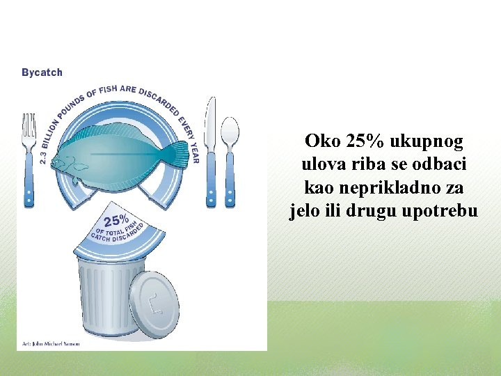 Oko 25% ukupnog ulova riba se odbaci kao neprikladno za jelo ili drugu upotrebu