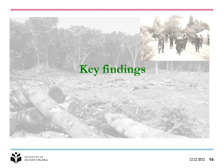 Key findings 12. 2012 16 