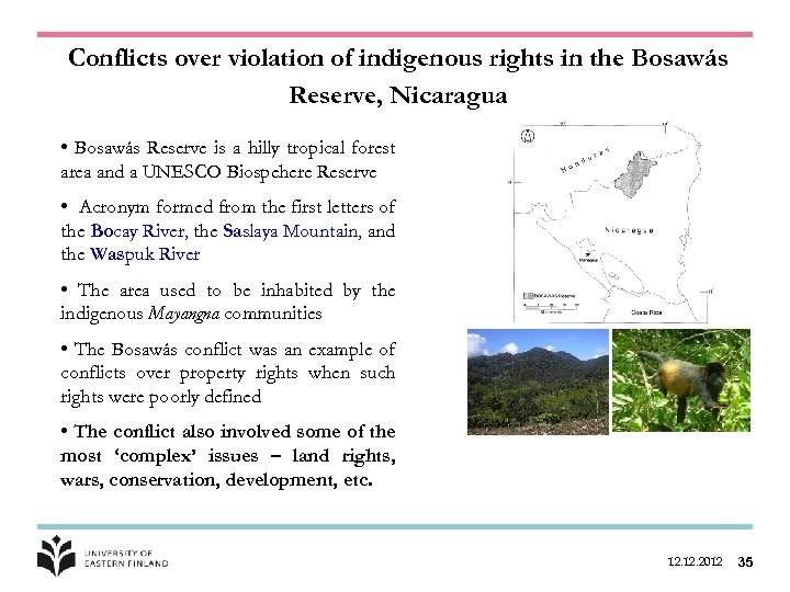 Conflicts over violation of indigenous rights in the Bosawás Reserve, Nicaragua • Bosawás Reserve
