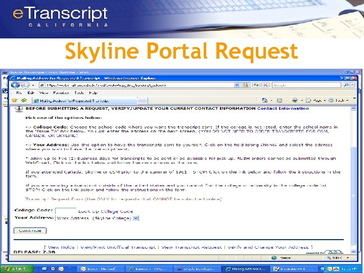 Skyline Portal Request 