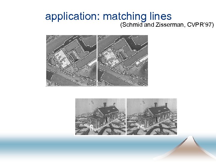 application: matching lines (Schmid and Zisserman, CVPR’ 97) 