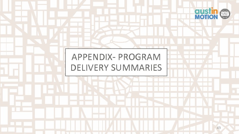 APPENDIX- PROGRAM DELIVERY SUMMARIES 49 