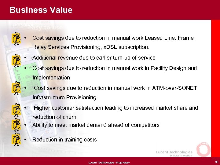 Business Value • Cost savings due to reduction in manual work Leased Line, Frame