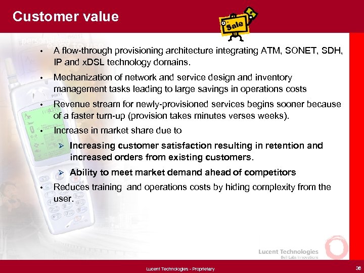 Customer value • A flow-through provisioning architecture integrating ATM, SONET, SDH, IP and x.