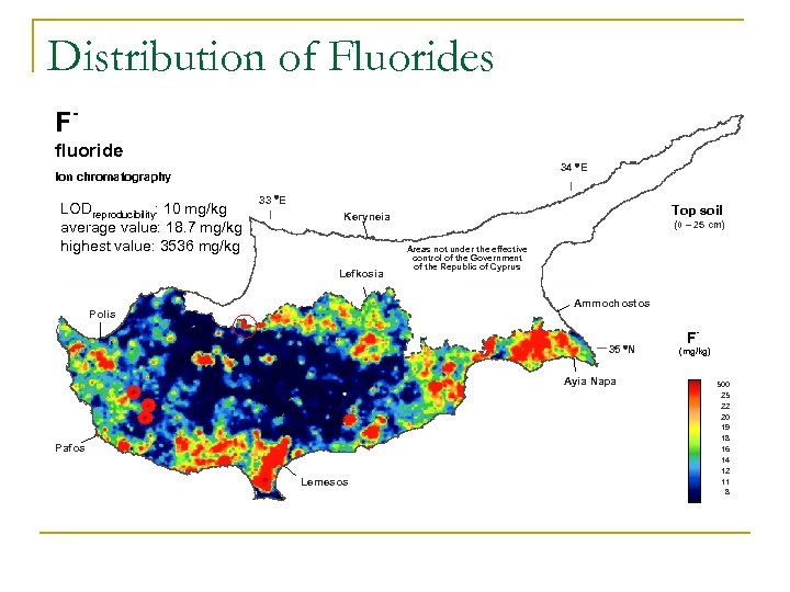 Distribution of Fluorides F - fluoride 34 E Ion chromatography LODreproducibility: 10 mg/kg average