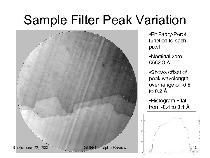 Sample Filter Peak Variation • Fit Fabry-Perot function to each pixel • Nominal zero