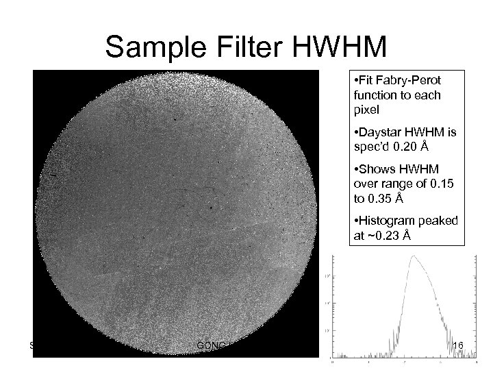 Sample Filter HWHM • Fit Fabry-Perot function to each pixel • Daystar HWHM is