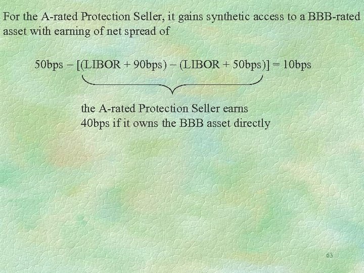 For the A-rated Protection Seller, it gains synthetic access to a BBB-rated asset with