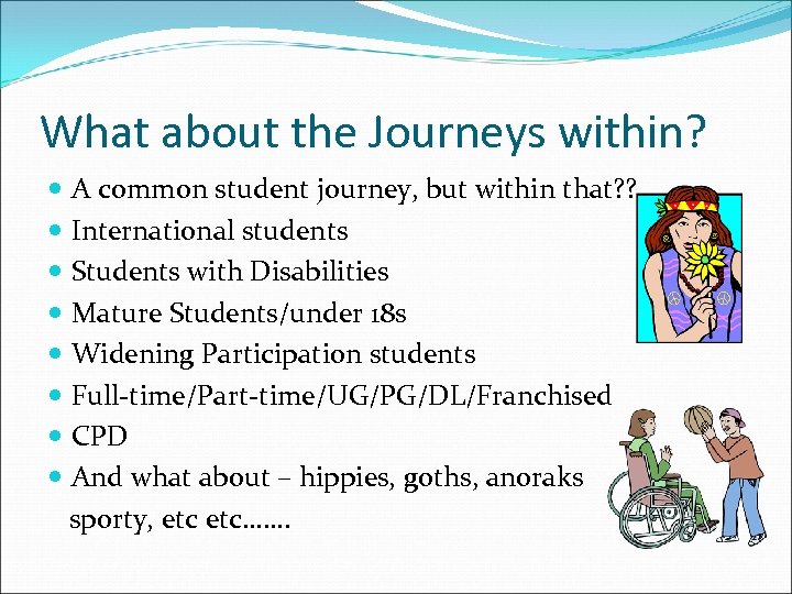 What about the Journeys within? A common student journey, but within that? ? International