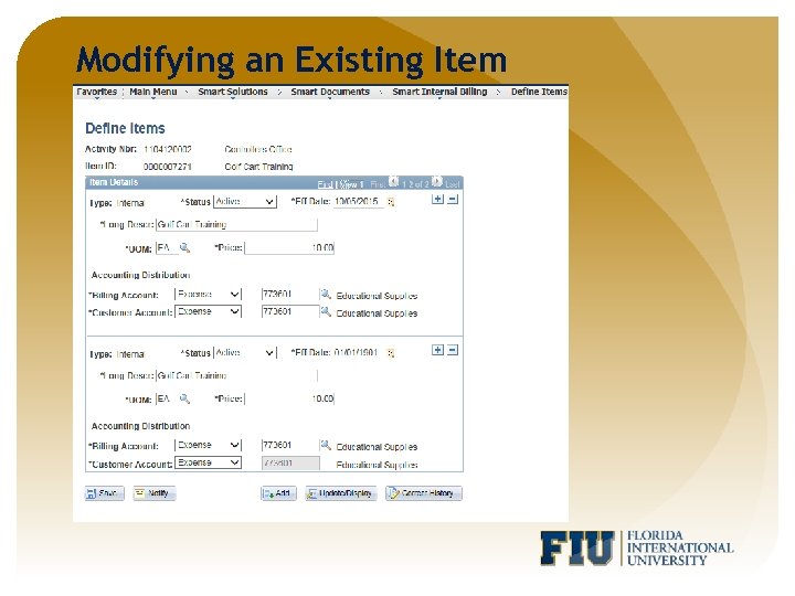 Modifying an Existing Item 