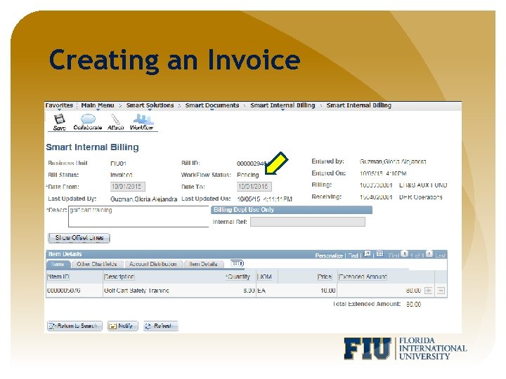Creating an Invoice 