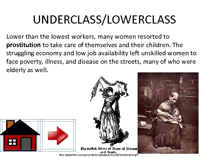 UNDERCLASS/LOWERCLASS Lower than the lowest workers, many women resorted to prostitution to take care