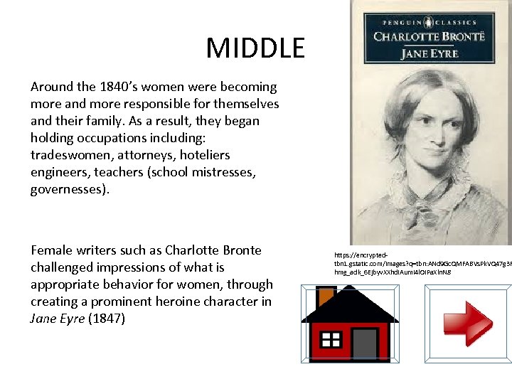 MIDDLE Around the 1840’s women were becoming more and more responsible for themselves and