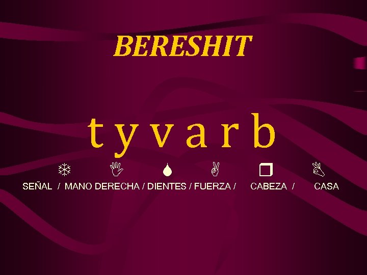 BERESHIT tyvarb T I S A SEÑAL / MANO DERECHA / DIENTES / FUERZA