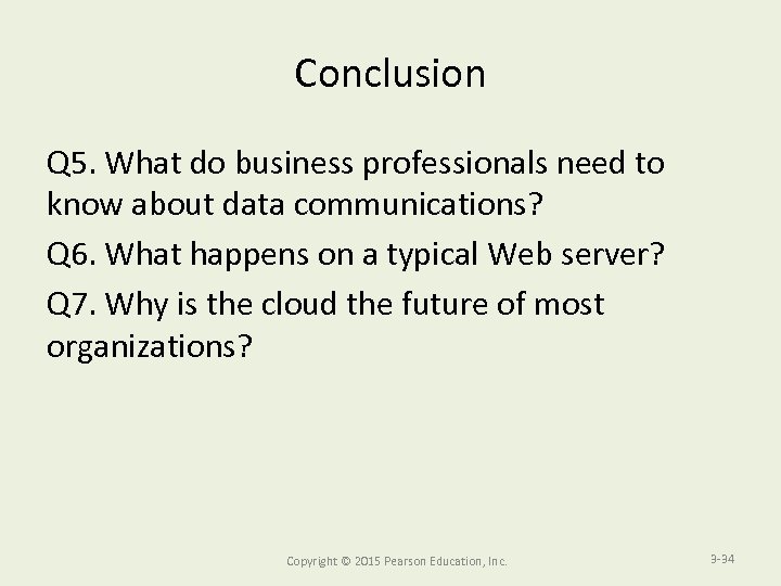 Conclusion Q 5. What do business professionals need to know about data communications? Q