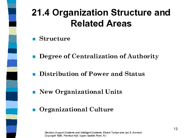 21. 4 Organization Structure and Related Areas n Structure n Degree of Centralization of