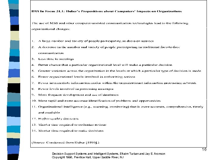 16 Decision Support Systems and Intelligent Systems, Efraim Turban and Jay E. Aronson Copyright