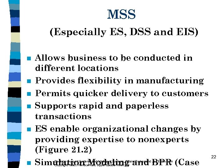MSS (Especially ES, DSS and EIS) n n n Allows business to be conducted
