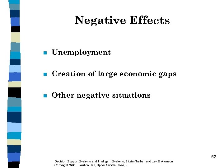 Negative Effects n Unemployment n Creation of large economic gaps n Other negative situations