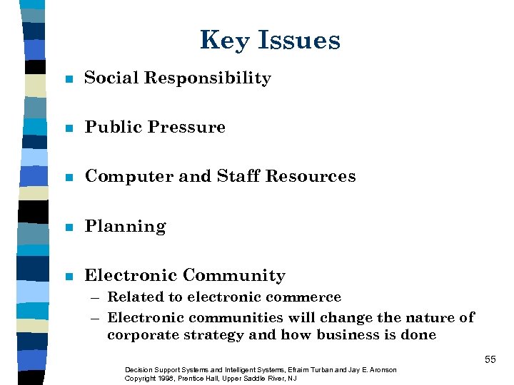 Key Issues n Social Responsibility n Public Pressure n Computer and Staff Resources n
