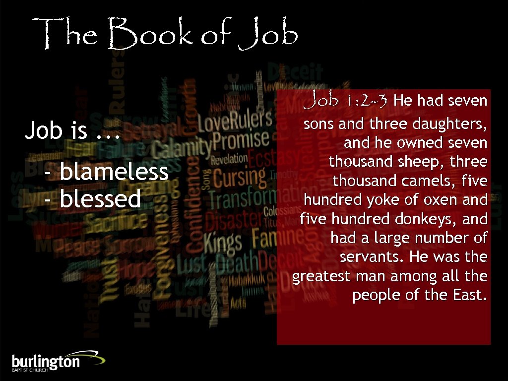 The Book of Job is. . . - blameless - blessed Job 1: 2