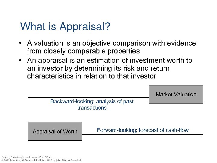 What is Appraisal? • A valuation is an objective comparison with evidence from closely