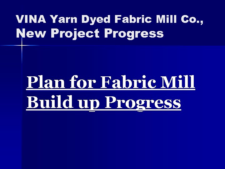 VINA Yarn Dyed Fabric Mill Co. , New Project Progress Plan for Fabric Mill