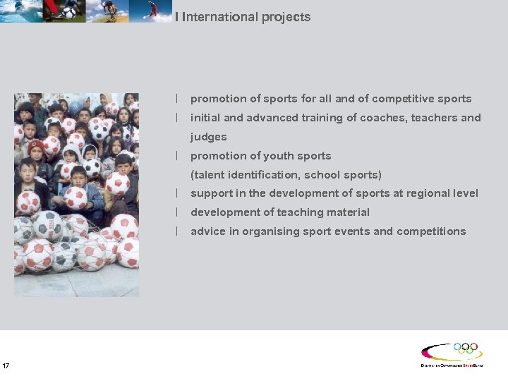 I International projects ׀ ׀ promotion of sports for all and of competitive sports