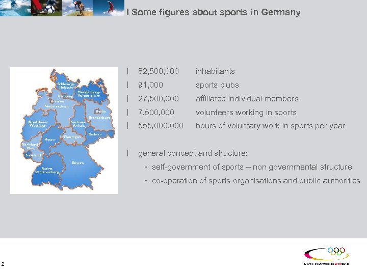 I Some figures about sports in Germany ׀ ׀ ׀ 82, 500, 000 inhabitants