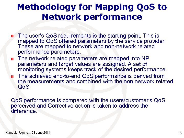 Methodology for Mapping Qo. S to Network performance The user's Qo. S requirements is