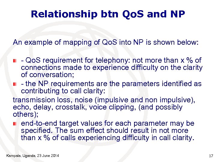 Relationship btn Qo. S and NP An example of mapping of Qo. S into