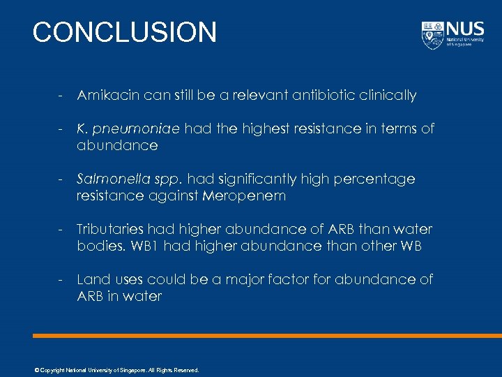 CONCLUSION - Amikacin can still be a relevant antibiotic clinically - K. pneumoniae had