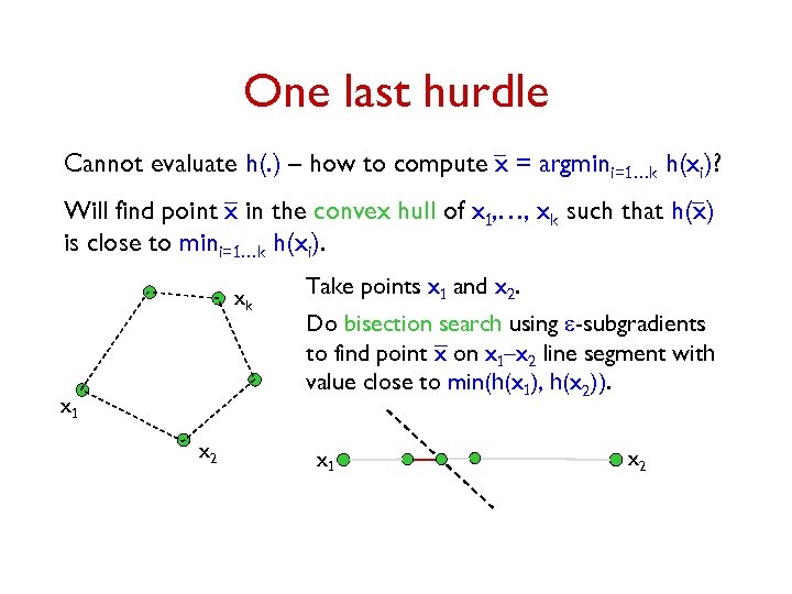 One last hurdle Cannot evaluate h(. ) – how to compute x = argmini=1…k