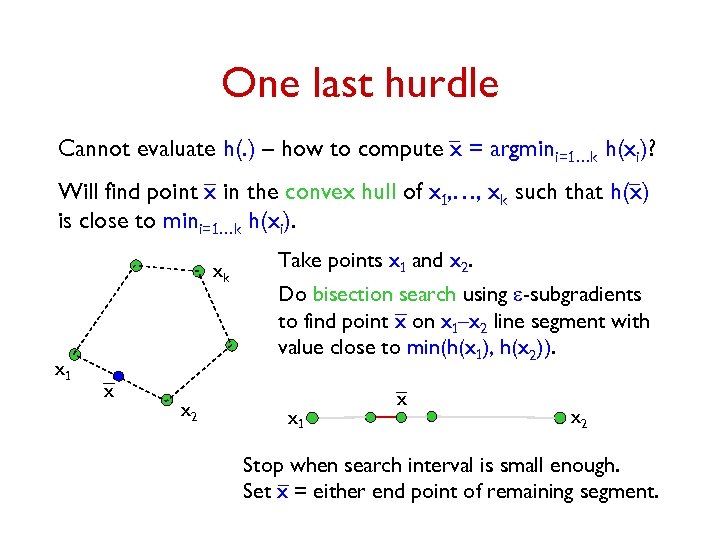 One last hurdle Cannot evaluate h(. ) – how to compute x = argmini=1…k