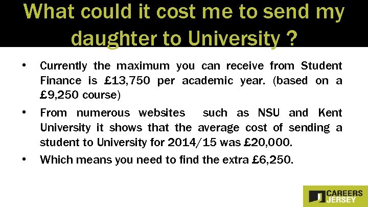 What could it cost me to send my daughter to University ? • •